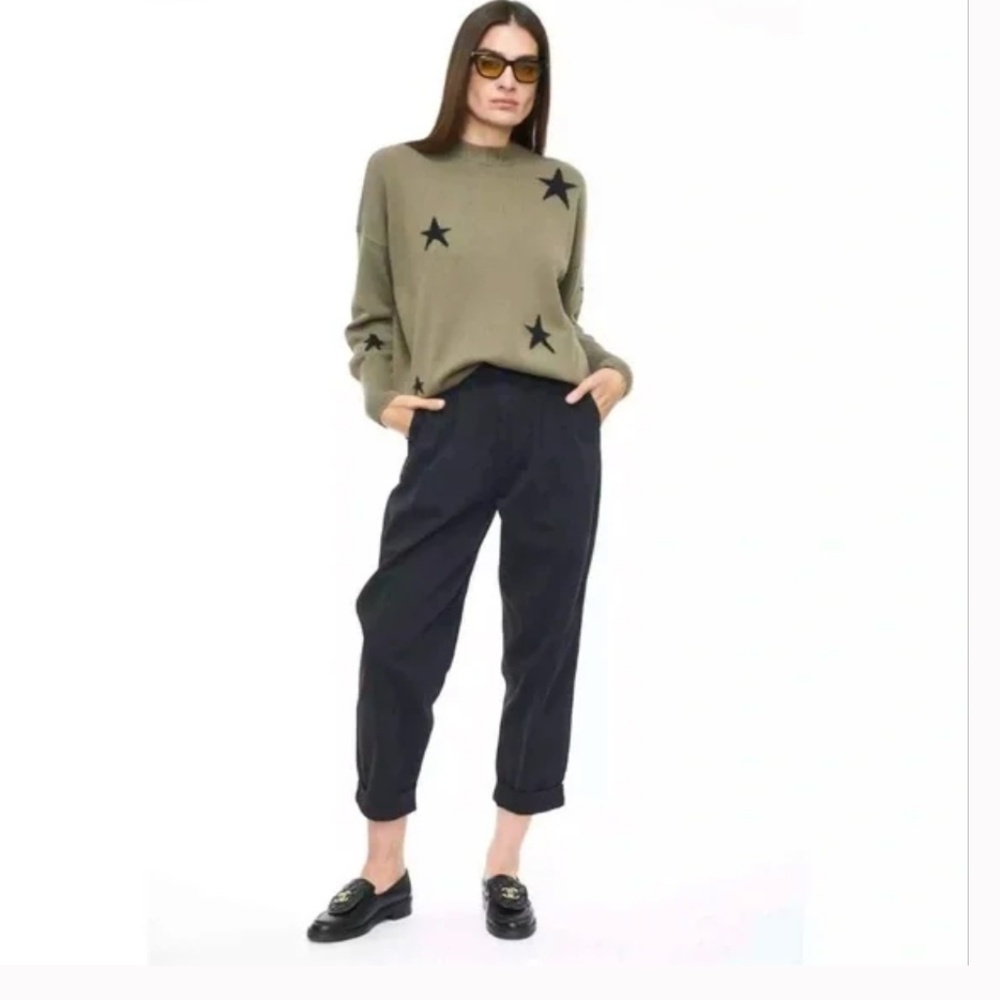 Pistola Kellin High Rise Pleated Cotton Ankle Trouser in Fade to Black Size 27